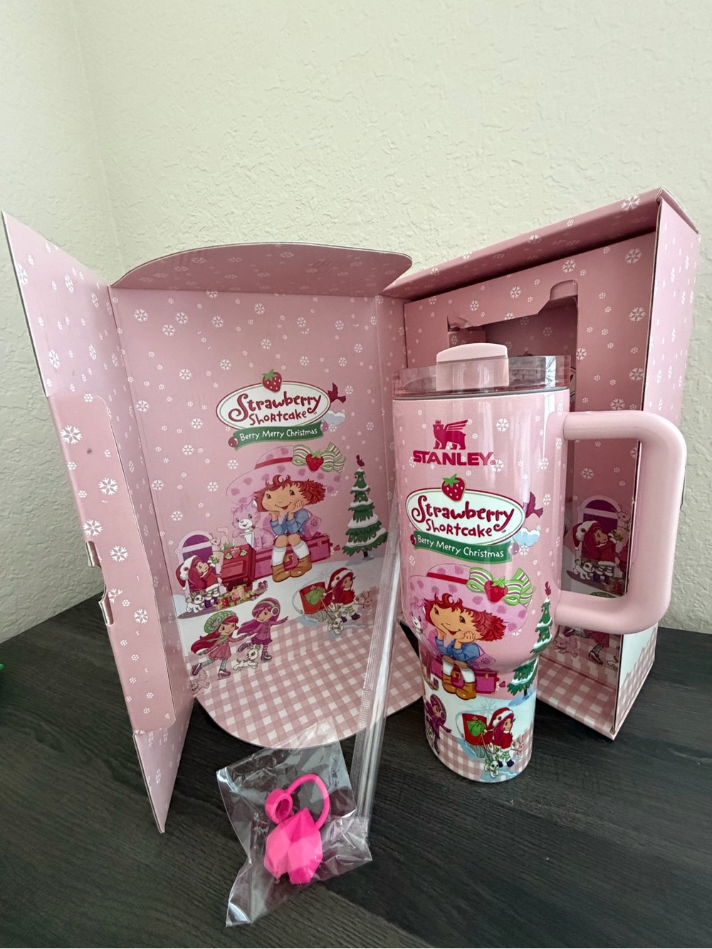 Stanley Pink Strawberry Shortcake Insulated Travel Tumbler with Handle
